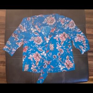 Long sleeve button down flower print blouse